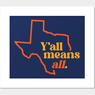 Retro Texas Y'all Means All // Inclusivity LGBT Rights Posters and Art